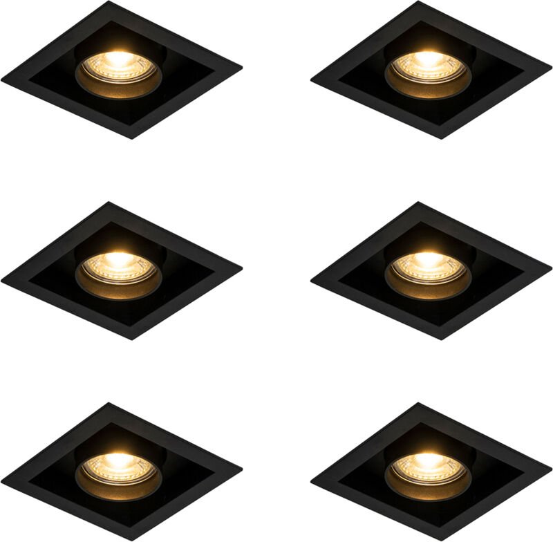 Set mit 6 modernen schwarzen, verstellbaren Einbauspots - Roof
