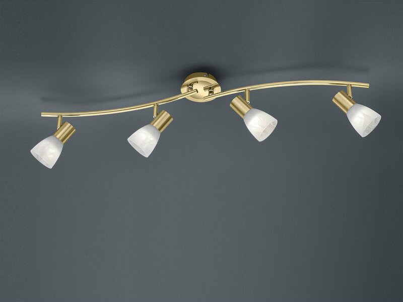 Trio - led Deckenstrahler levisto 4-flammig Messing mit Glasschirmen, Breite 88cm