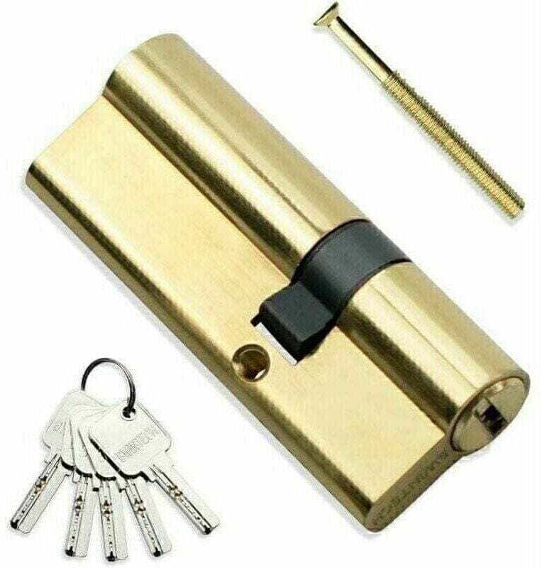 Vtizikl LaBlanc Cylindre en laiton Euro 30/50 mm, serrure à cylindre clé/clé 80 mm avec 5 clés horizontales en laiton, a...