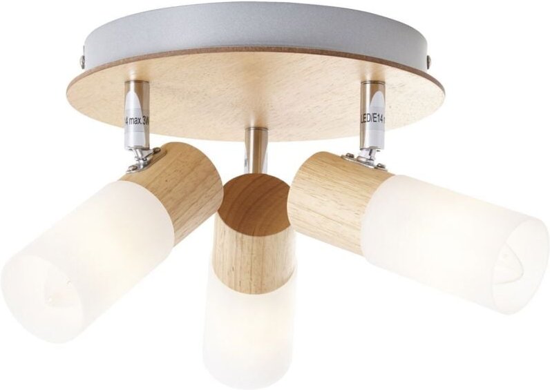 Brilliant - 3er Spot Babsan holz hell-weiß 20 x 18 cm E14 Deckenstrahler