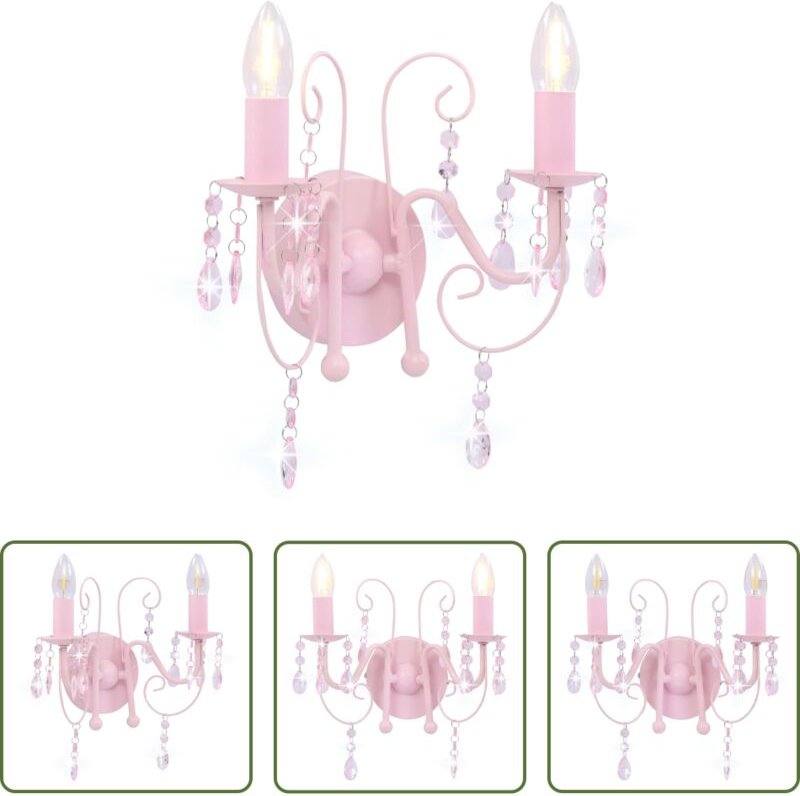 Perlen Rosa - Wandleuchte mit Perlen Rosa 2 × E14-Fassungen