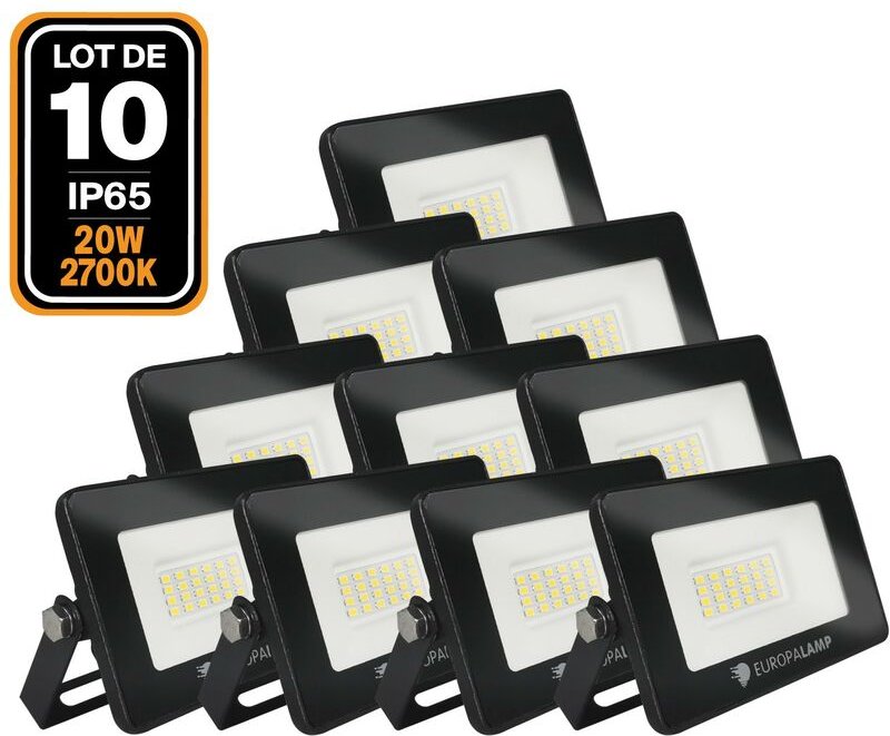 Europalamp - 10 Fluter led 20W Ipad Warmweiß 3000K Hohe Helligkeit