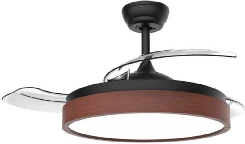 Ranta-Deckenventilator mit einstellbarem CCT-Licht und Ø107-Steuerung, 3 einziehbaren Flügeln DC Schwarz