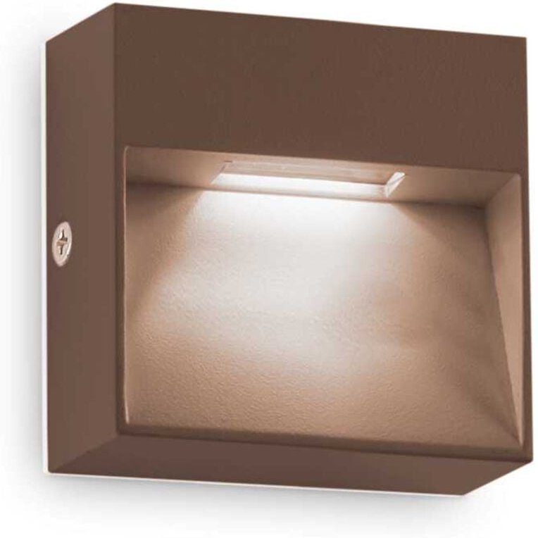 Dedra Integrierte quadratische LED-Wandleuchte für den Außenbereich, Kaffeebraun, 160 lm, 3000 k, IP65 - Ideal Lux
