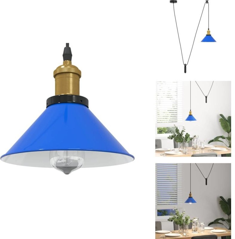 Pendelleuchte Höhenverstellbar E27 Dunkelblau Glänzend ø 22 cm - Pendelleuchte - Pendelleuchten - Pendellampe - Pendelle...