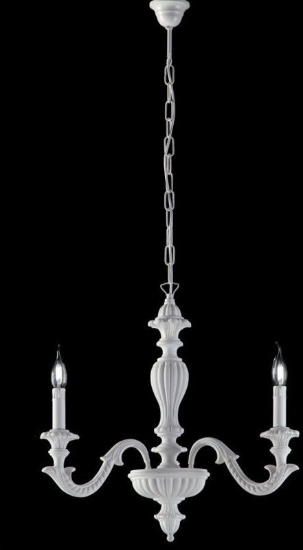 Bonetti Illumina - Leonardo - Schäbiger weißer Holzkronleuchter 3 Lichter 117 - Ø43 - BL180-3-BCO