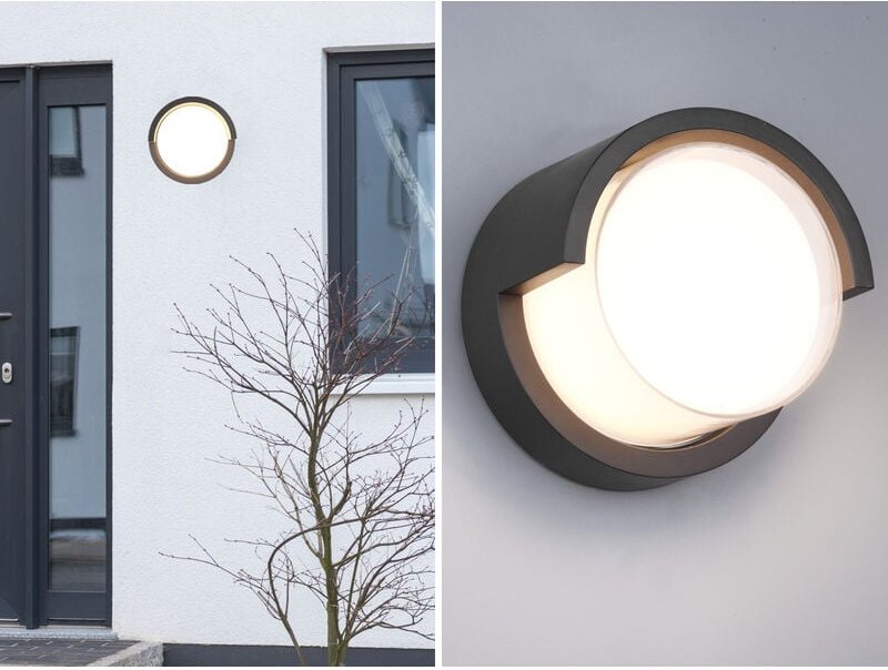 Thumbnail - Led Außenwandleuchte puno Schwarz Fassadenbeleuchtung IP54 rund ø 15cm