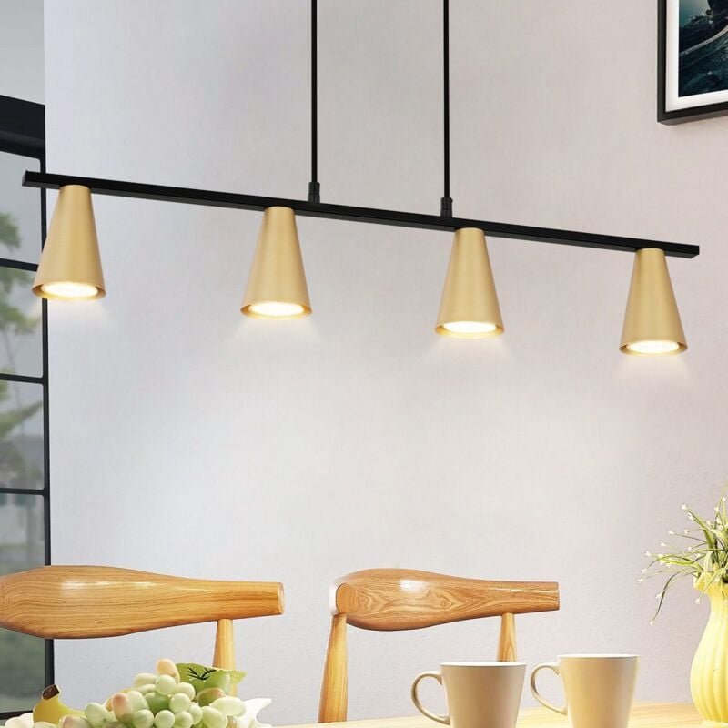 Hängelampe esstisch Pendelleuchte Gold: GU10 Esstischlampe hängend modern Hängeleuchte 4 Flammig Metall in Schwarz Esszi...