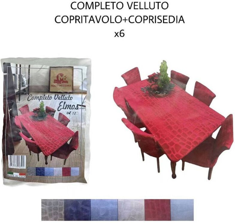 Trade Shop - Samt-Tischhussen und Stuhlhussen-Set, Stuhl- und Tischrückenlehnenbezug, 6 Stück -