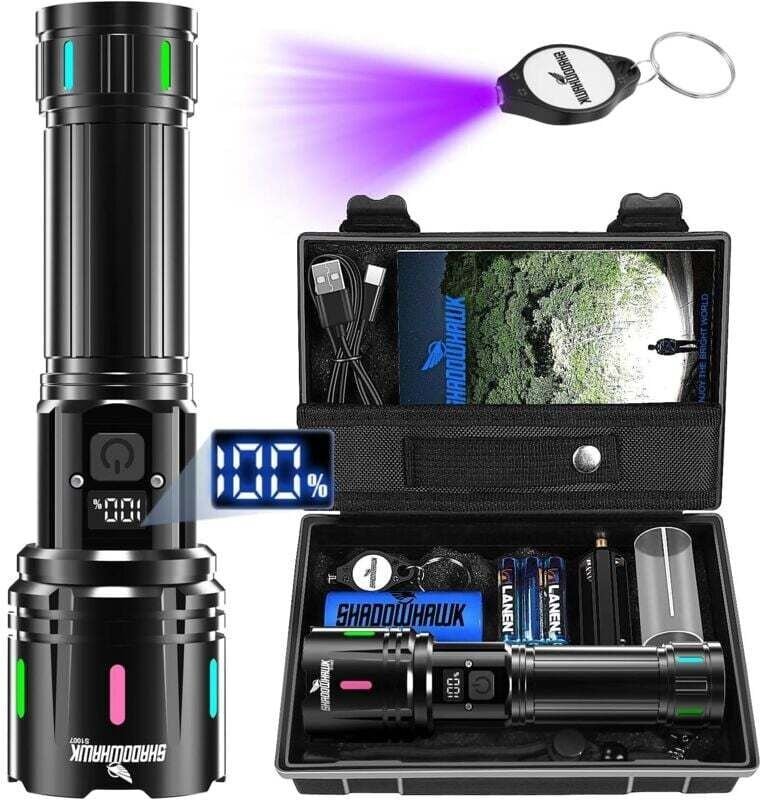 Extrem leistungsstarke LED-Taschenlampe, 30.000 Lumen, USB-aufladbar, taktische Taschenlampe XHM90.2, IP67 wasserdicht, ...