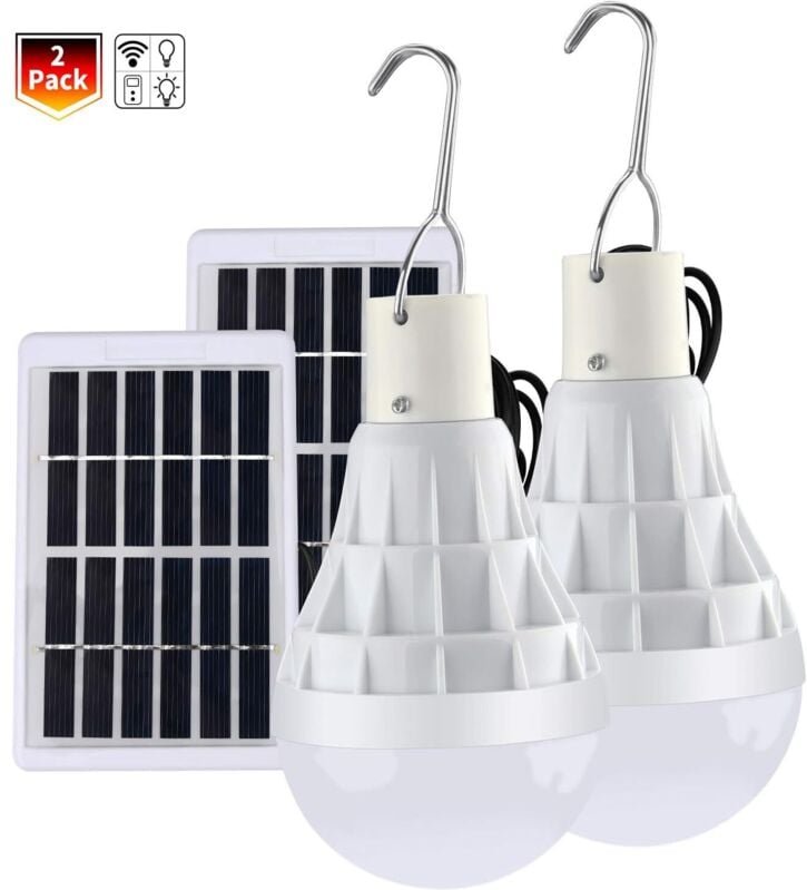 Stück wiederaufladbare Solar-LED-Glühbirne – 12 W – Fernbedienung – Camping