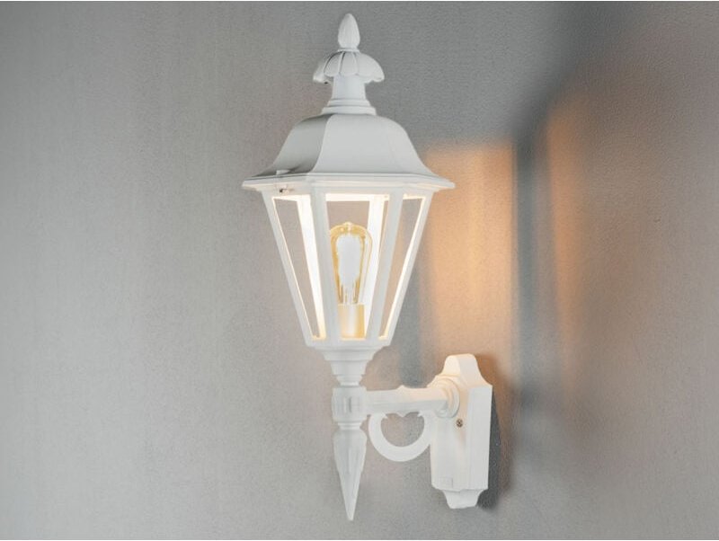 Konstsmide - Große Außenwandleuchte pallas Laterne stehend, Alu Weiß, Höhe 61cm