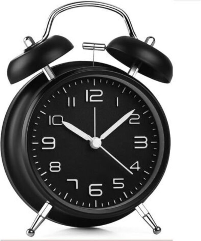 Doppelglockenwecker mit Hintergrundbeleuchtung, 4" stereoskopisches Zifferblatt, lauter batteriebetriebener Wecker, tick...