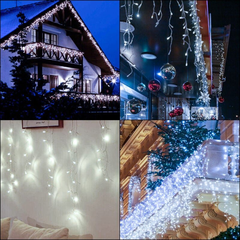 200 led Eisregen Eiszapfen Deko Weihnachten Fenster Lichterkette Außen.KaltWeiß - Tolletour