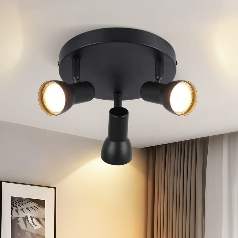 Gbly - Deckenstrahler 3 Flammig Deckenlampe Flur - Schwarz Deckenleuchte Modern Design Rund Strahler Innen Deckenspots M...