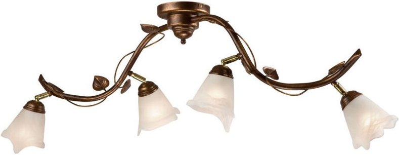 Lamkur Lighting - Lamkur Bluszcz Halbbündige Deckenleuchte mit mehreren Armen und Glasschirmen, braun, 4x E14
