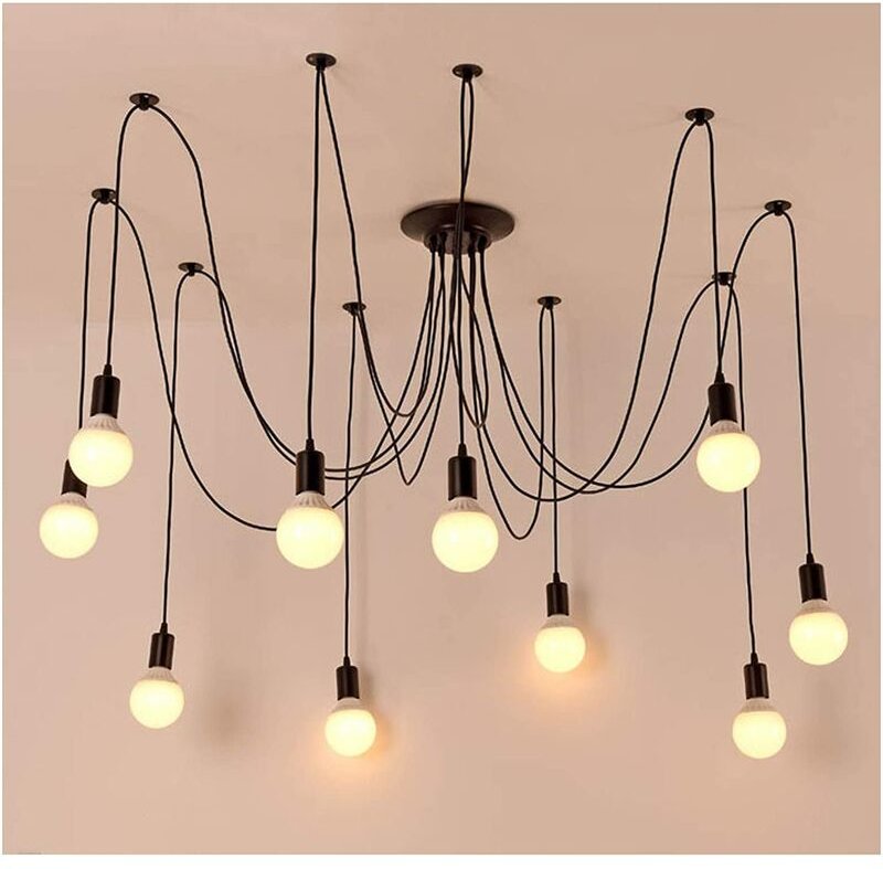 Industrie Retro Hängelampe led Pendellampe Verstellbar Kronleuchter für Wohnzimmer Schlafzimmer 10 Köpfe