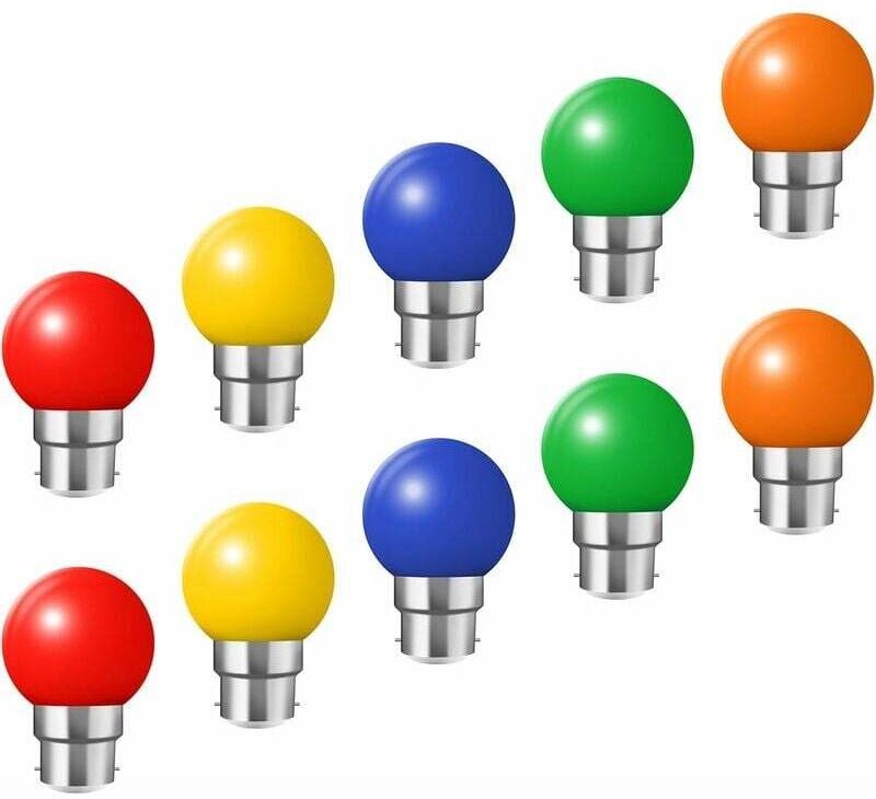 B22-Glühbirnen mit Bajonettsockel – 10er-Pack 3-W-Festoon-LED-Glühbirne (entspricht 30 W), energiesparende bunte Glühbir...