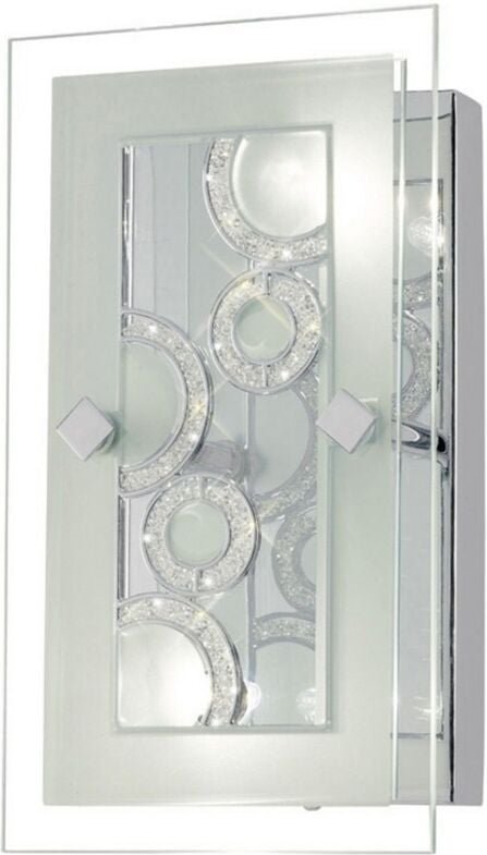 Inspired Diyas - Destello - Wandleuchte, Deckenrechteck mit Kreismuster 2 Licht poliertes Chrom, Kristall