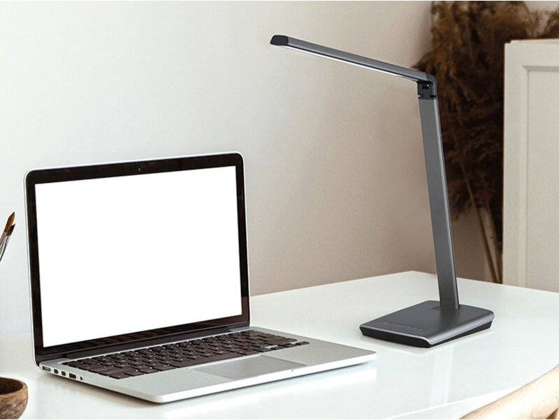 LED Schreibtischlampe BRIGHT Grau dimmbar & Tageslicht, Höhe 79cm