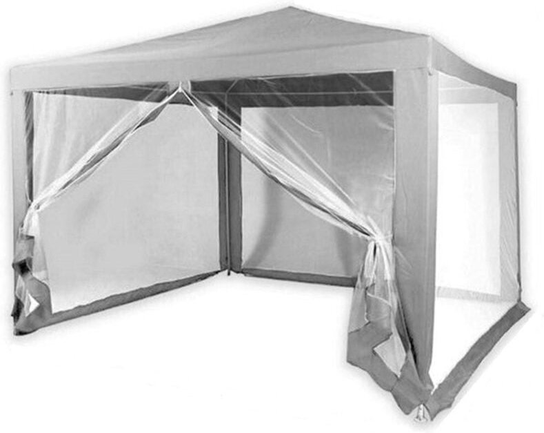 Trade Shop Traesio - Trade Shop - gazebo 2,4X3X2,50MT tendone giardino telo grigio impermeabile mit zanzariera 016560 -