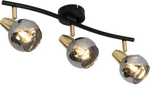 Deckenleuchte gold 45 cm mit Rauchglas 3-flammig - Vidro