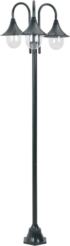Garten-Pollerleuchte E27 220 cm Aluminium 3-Laterne Dunkelgrün - Vidaxl