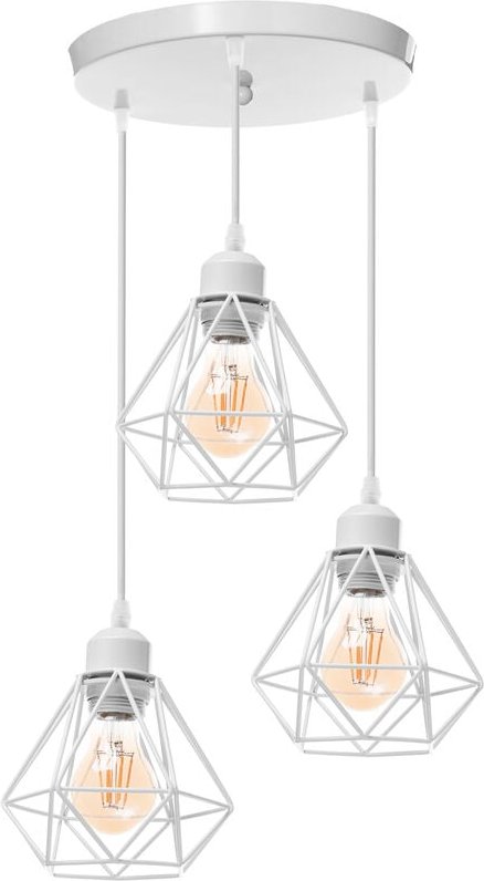 Pendelleuchte, 3 Flammig Scheibenleuchter im Industri Stil, Antik Hängelampe mit Ø16cm Mini Diamant-Form Käfig E27 Halte...