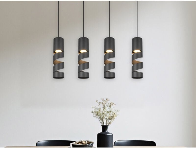 Trio - Moderne Pendelleuchte stream 4-flammig aus Metall in Schwarz, Breite 80cm