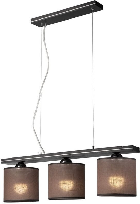 Lamkur Sofia Stab-Pendel-Deckenleuchte mit Stoffschirm, Wenge, 3x E27