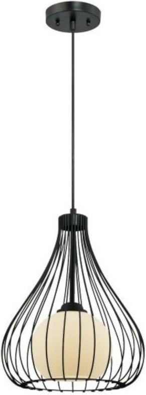 Pendelleuchte Käfig Glaskugel Mattschwarz mit 1 Lampe