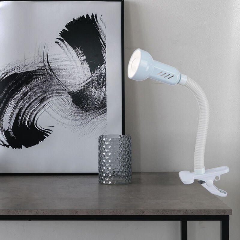 Klemmleuchte Flexo Schreibtischleuchte weiß Klemmlampe Leseleuchte beweglich, Metall Kunststoff, 1x led 4,5W 470Lm warmw...