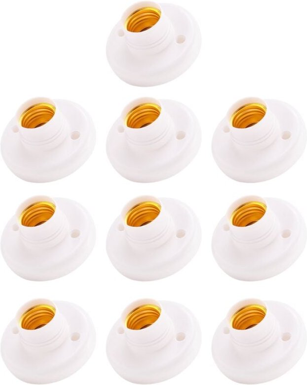 Tlily - 10 StüCk E27 Kunststoff Schraube Lampen Fassung Runder Halter Adapter