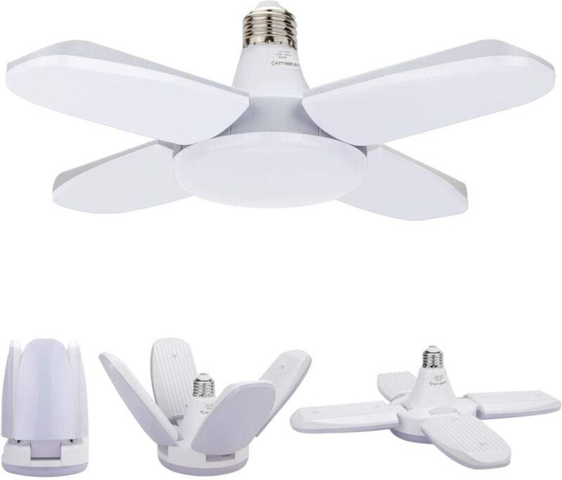 LED-Garagenleuchte, 60 W E27 6500 K 4800 lm, verformbare Garagenleuchte mit 4 verstellbaren Paneelen, LED-Deckenleuchte ...