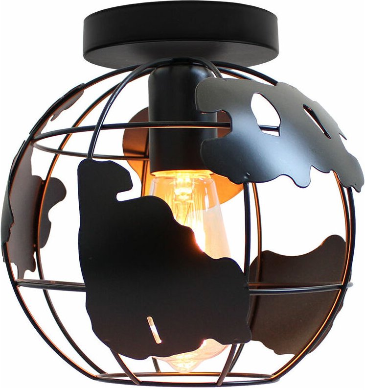 Axhup - Deckenleuchte Kugel, Deckenlampe im Ø20cm Globus Design, Industrielle Kronleuchter mit Eisen Käfig für Wohnzimme...