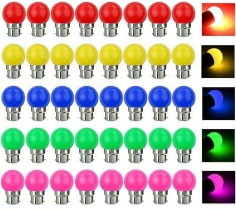 40er-Packung B22 3W (entspricht 30W) farbige LED-Lampen, 300 lm, 220V Wechselstrom, B22-Bajonettfassung. Mehrfarbige LED...