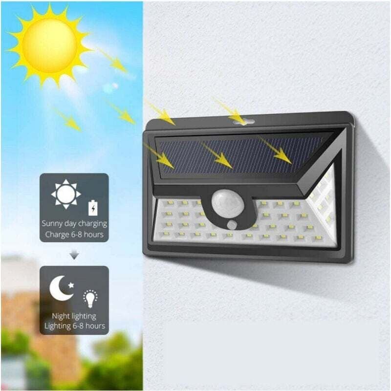 LED-Flutlicht mit Solarpanel, 24 LEDs, Dämmerungssensor, Bewegungsmelder - - Ymyny