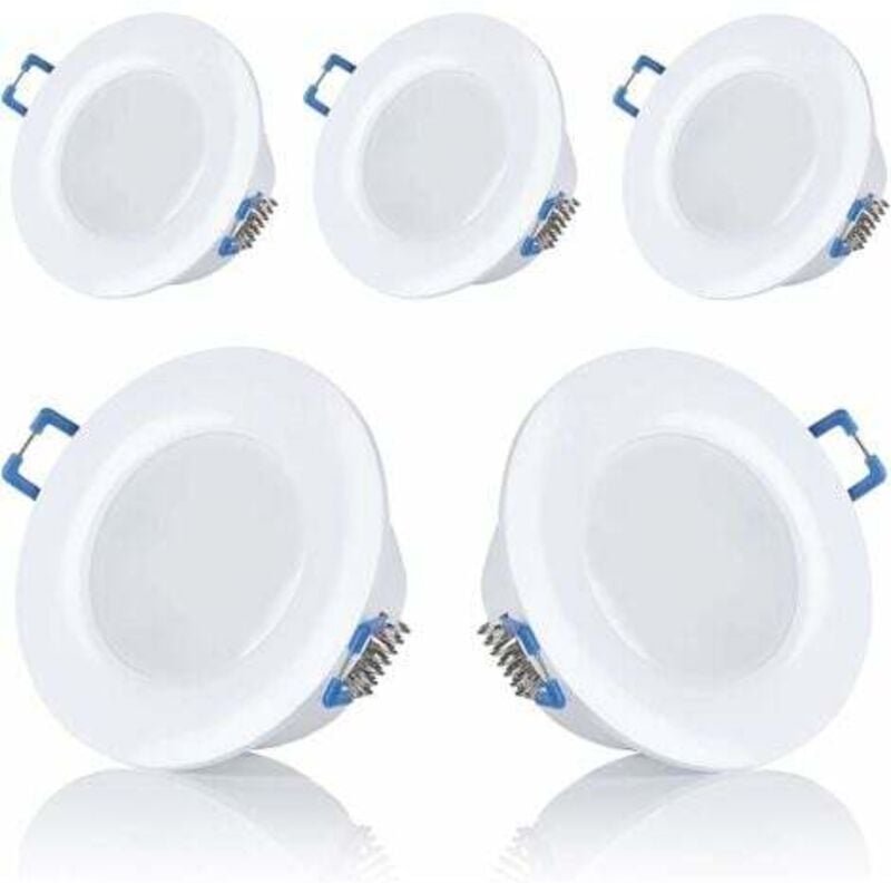 Set mit 5 LED-Einbaustrahlern für Badezimmer, IP44, 230 V, ultradünn, 5 W, erhältlich in Warmweiß und Kaltweiß, rund, we...