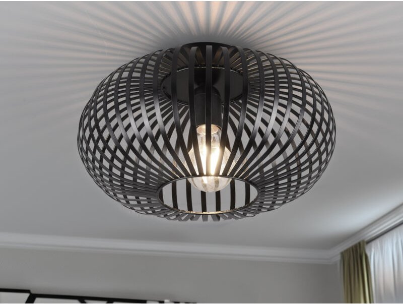Led Deckenleuchte Gitter Lampenschirm Metall in Schwarz, ø 30cm