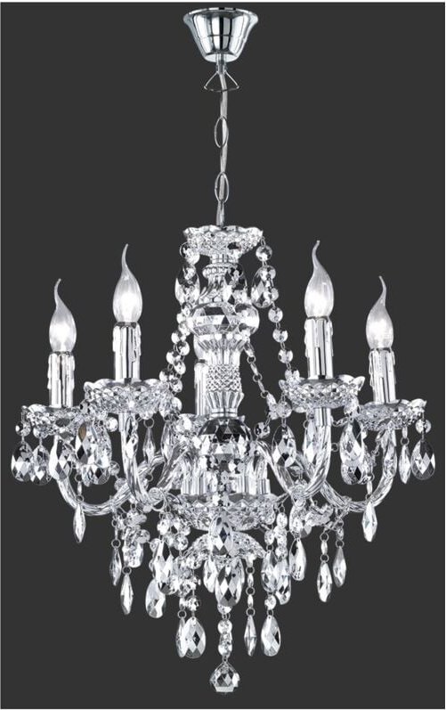 Klassischer Lüster-Kronleuchter aus Chrom mit 5 Armen und Trio-Beleuchtungsanhängern