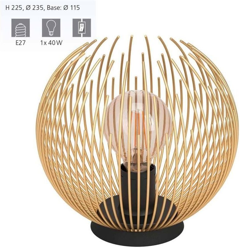 Eglo - Tischleuchte Venezuela gold-schwarz ø 22,5 cm E27, max. 40 w Lampen