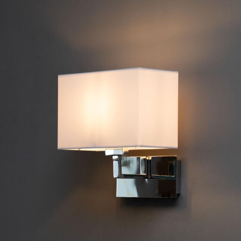 Bett-Wandleuchte aus Metall mit weißem Lampenschirm - Erdal