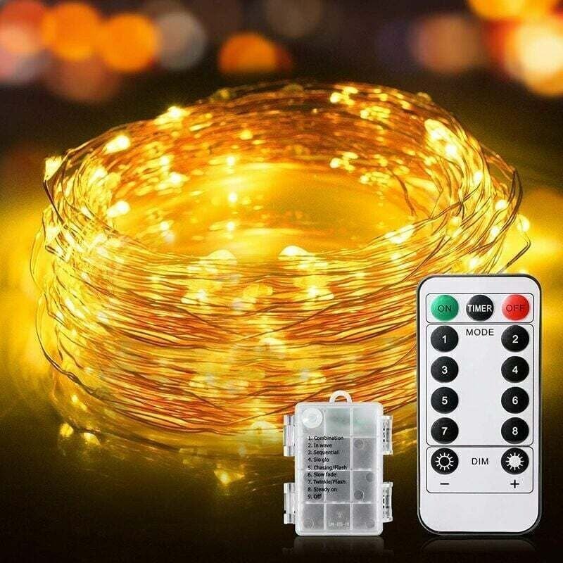 Guirlande Lumineuse, 20M et 200 Guirlande LED Piles IP65 Etanche 8 Modes Fairy Lights interieur/extérieur Guirlande de L...