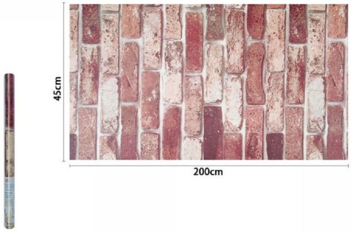 Trade Shop Traesio - Trade Shop - rolle klebefolie pvc rustikal ziegelstein effekt 45CMX2 mt wohnmöbel 71278 -