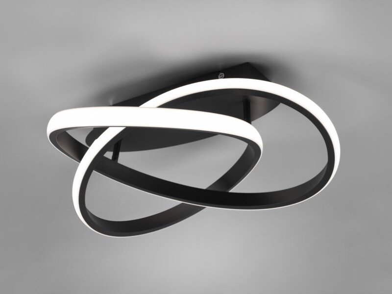 Reality Leuchten - Dimmbare led Deckenleuchte course Schwarz, Warmweiß 3000 Kelvin, ø 45cm