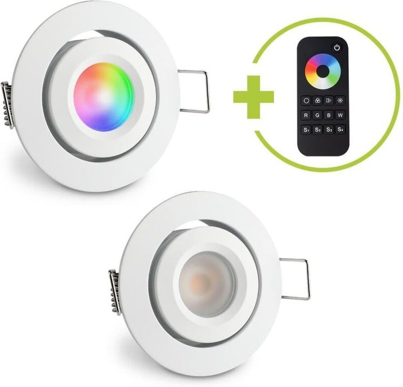 Einbaustrahler Mini schwenkbar Matera 3W RGBW IP44 - Farbe: weiß - Anzahl: 2x