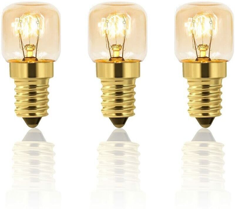 5er-Pack Salzlampen 25W E14 T22, Glühlampe, warmweiß 2700K, 160LM, 230V Wechselstrom, Backofenlampe 25W 300°, für Backöf...