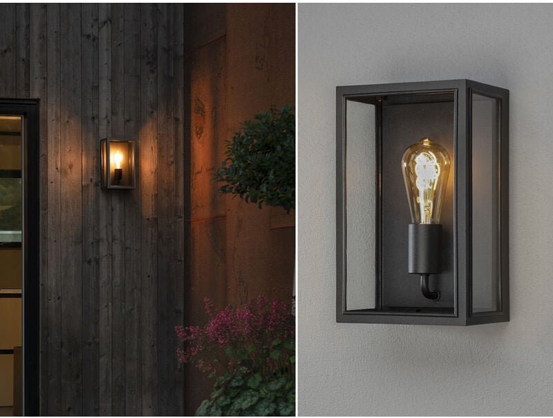 Konstsmide - led Außenwandlaterne aus Stahl Schwarz mit Klarglas, Höhe 30cm