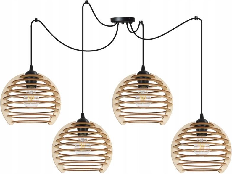 Hängelampe, Deckenleuchter, Holz, LED-Lampenschirm