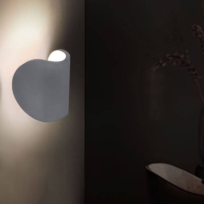 Wandleuchte Up and Down Wandstrahler Wohnzimmer Wandlampe Treppenhaus Leuchte aus Beton, grau, 1x led 6W 150lm, BxH 12,6...